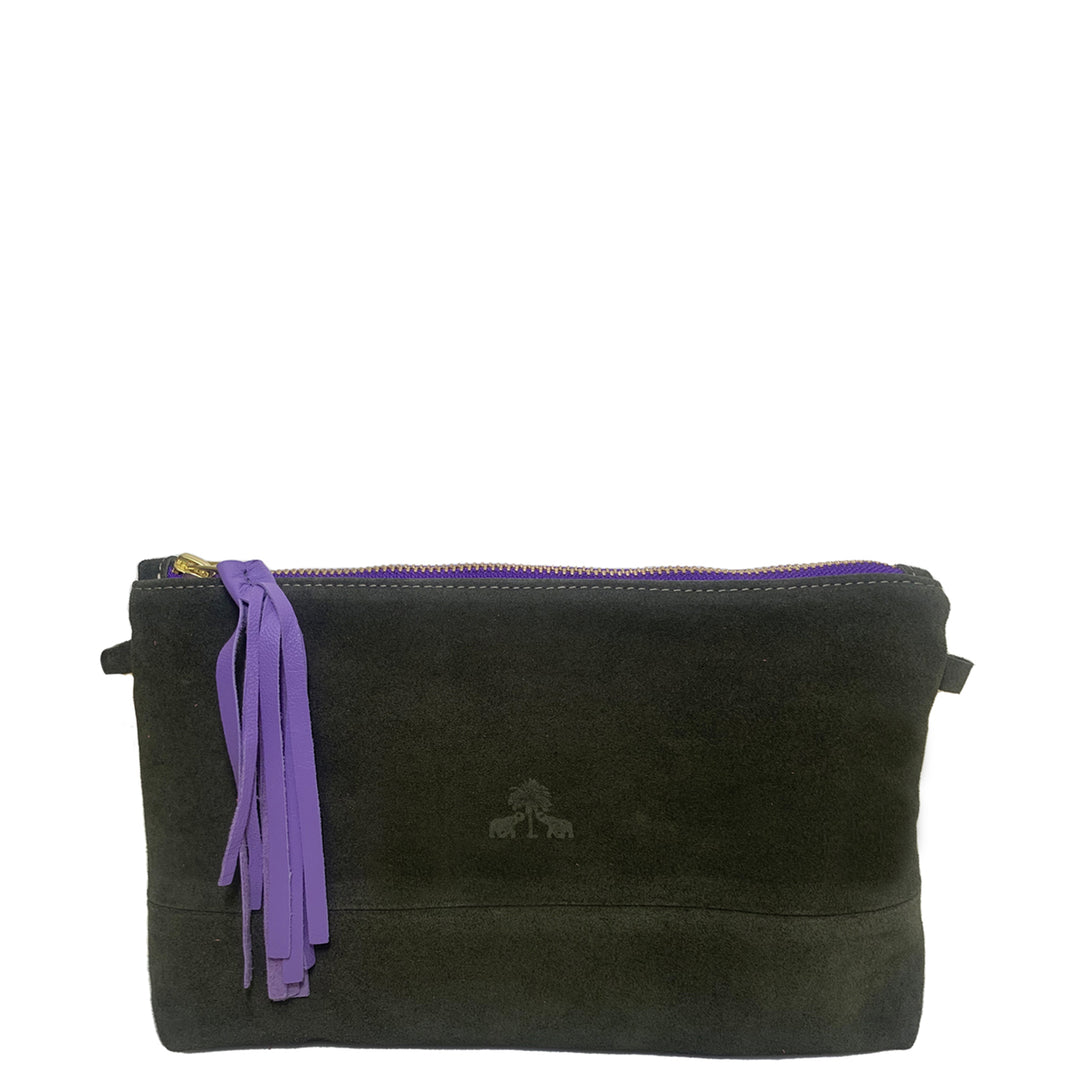 Clutch Bag CLARA -Khaki & Lila-
