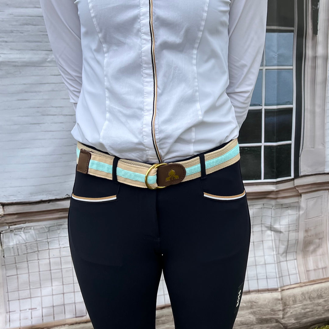 Gürtel -Beige & Hellblau-