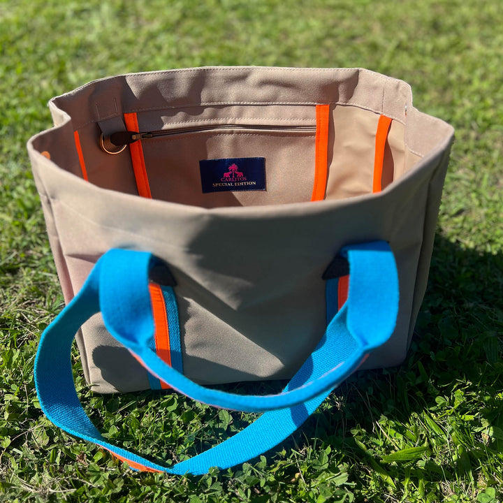 Shopper STRIPES KODURA -L- Beige & Neonorange Türkis