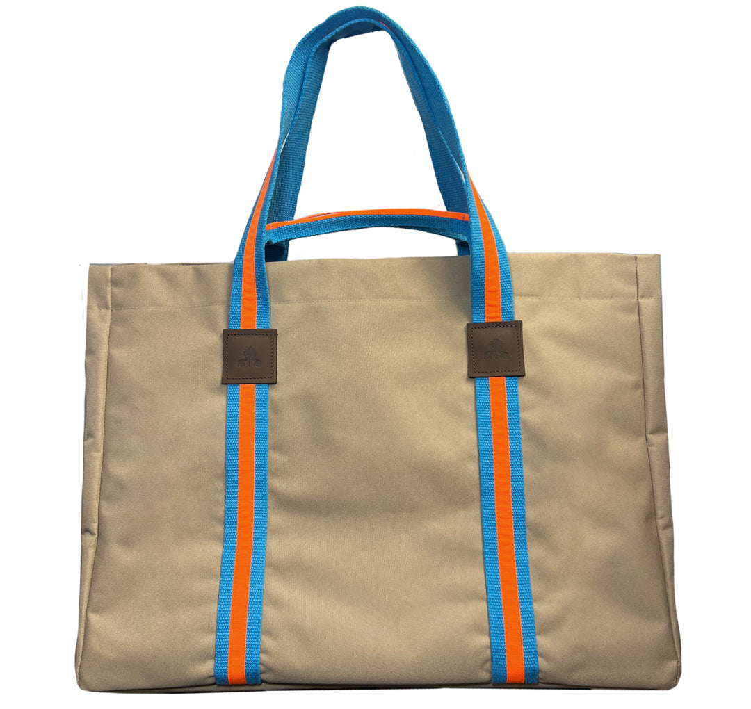 Shopper STRIPES KODURA -L- Beige & Neonorange Türkis