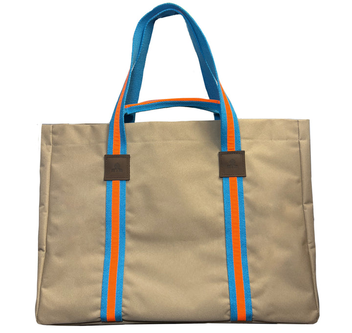 Shopper STRIPES KODURA -L- Beige & Neonorange Türkis