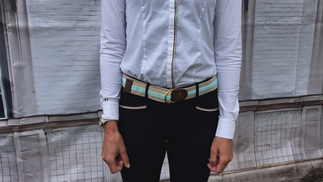 Gürtel -Beige & Hellblau-