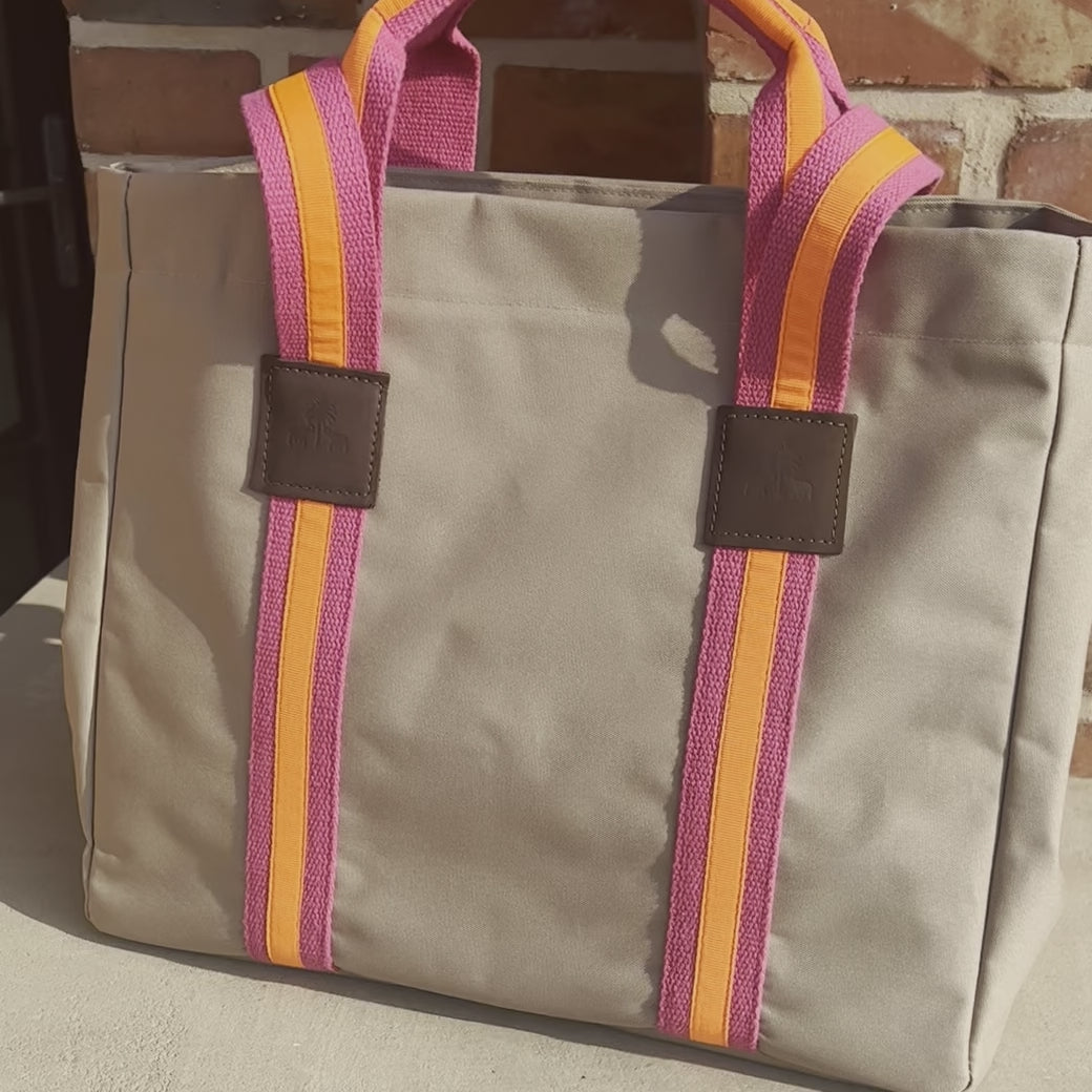 Shopper STRIPES KODURA -S- Beige & Neonorange