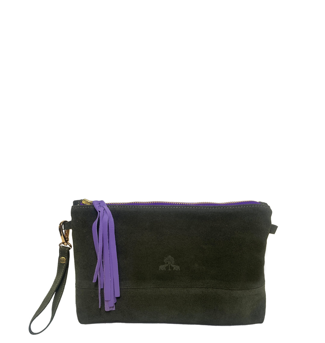 Clutch Bag CLARA -Khaki & Lila-