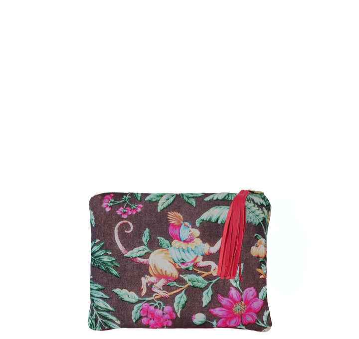 Clutch Bag MONKEYS braun mit pinkem Samt