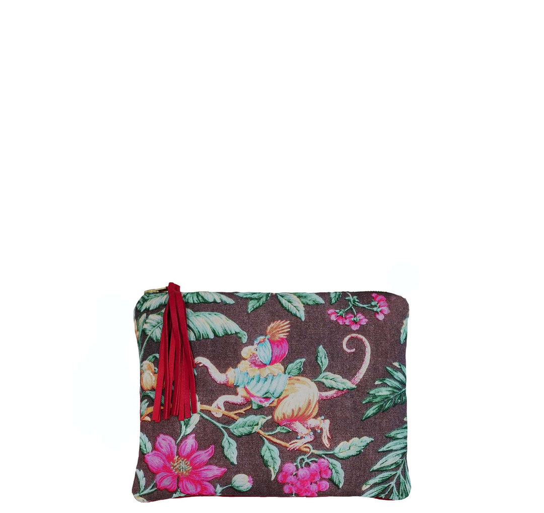 Clutch Bag MONKEYS braun mit pinkem Samt