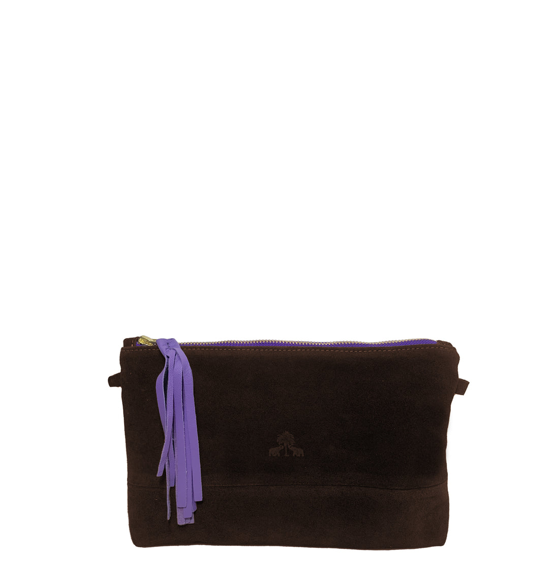 Clutch Bag CLARA -braun & lila-