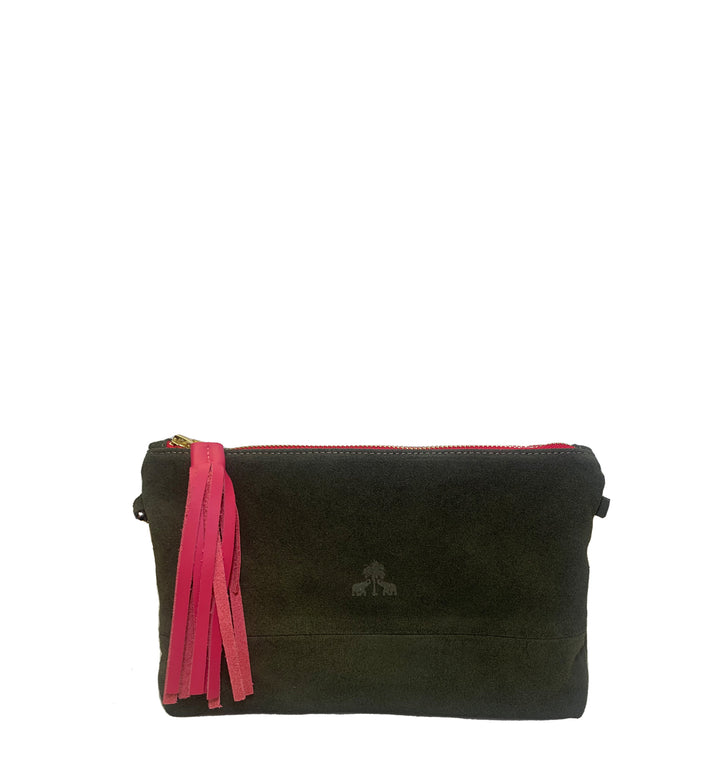 Clutch Bag CLARA -olive & pink-