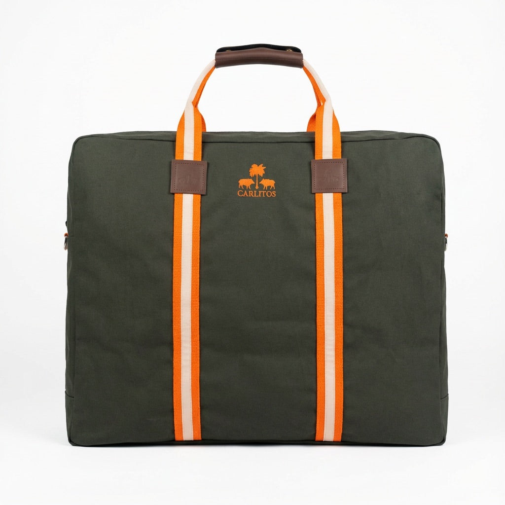 Torba cargo CANVAS -Deluxe- KHAKI z pomarańczowymi taśmami 