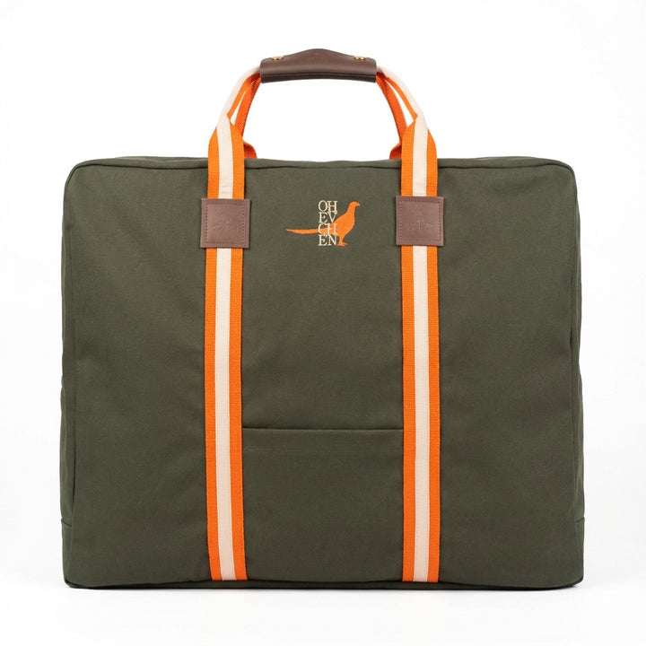 Torba cargo CANVAS -Deluxe- KHAKI z pomarańczowymi taśmami 