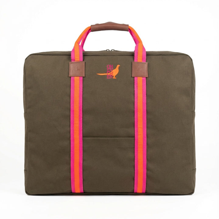 Torba cargo CANVAS -Deluxe- KHAKI z pomarańczowymi taśmami 