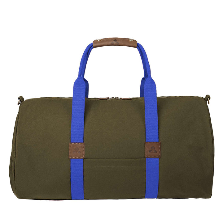 Dufflebag -L- KHAKI mit blauem Gurtband