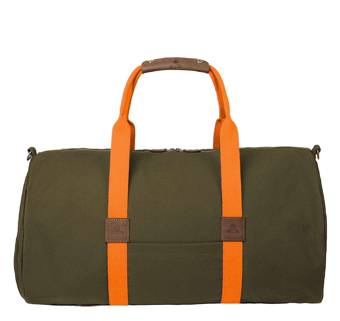 Dufflebag -L- KHAKI mit orangenem Gurtband