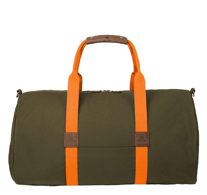 Dufflebag -L- KHAKI mit orangenem Gurtband