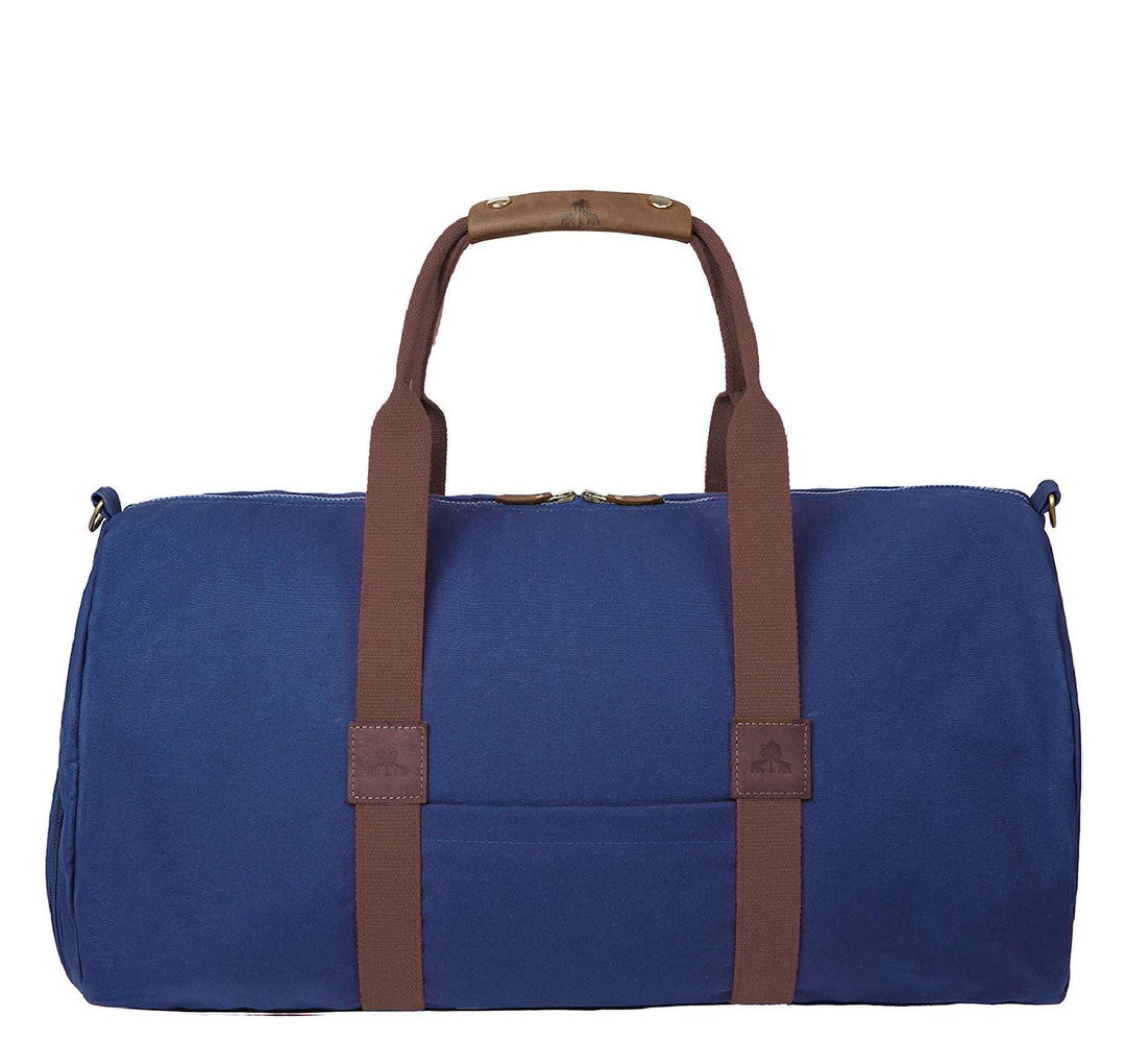 Dufflebag -L- NAVY mit braunem Gurtband