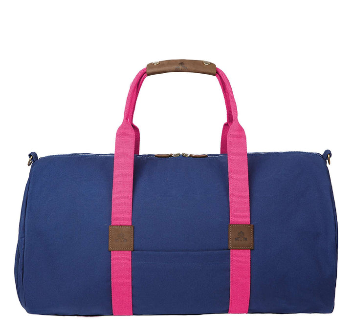 Dufflebag -L- NAVY mit pinkem Gurtband