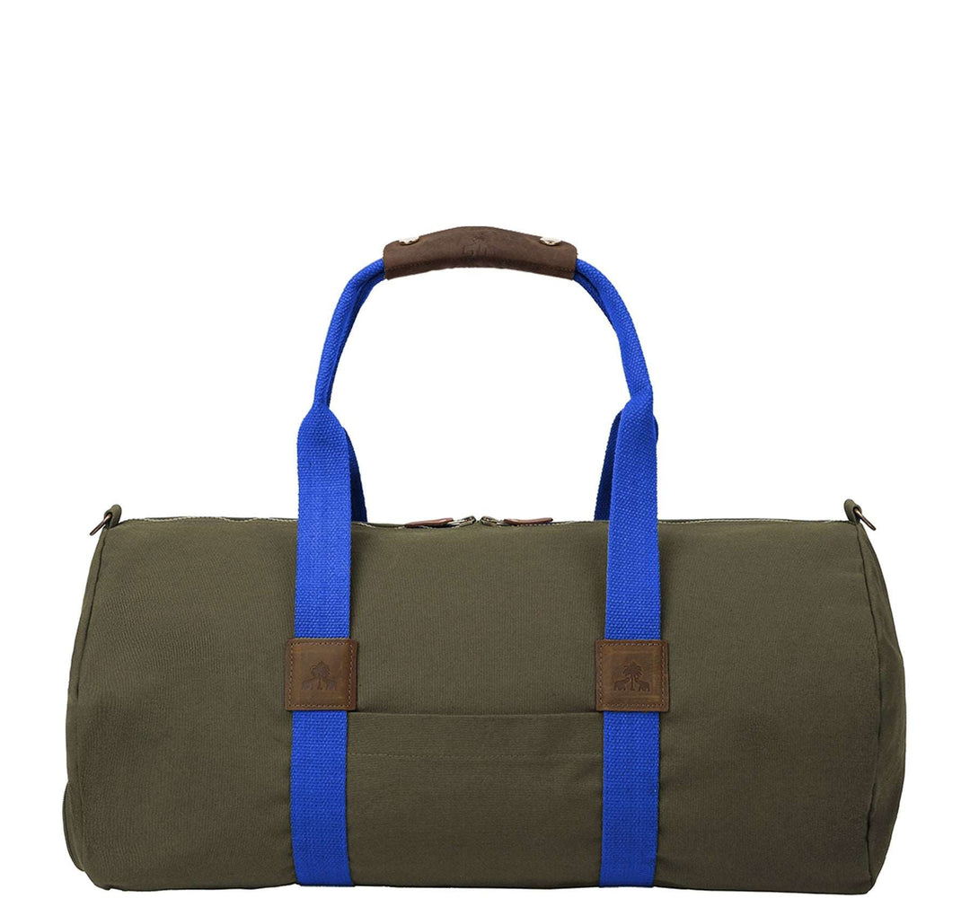 Dufflebag -M- KHAKI mit blauem Gurtband