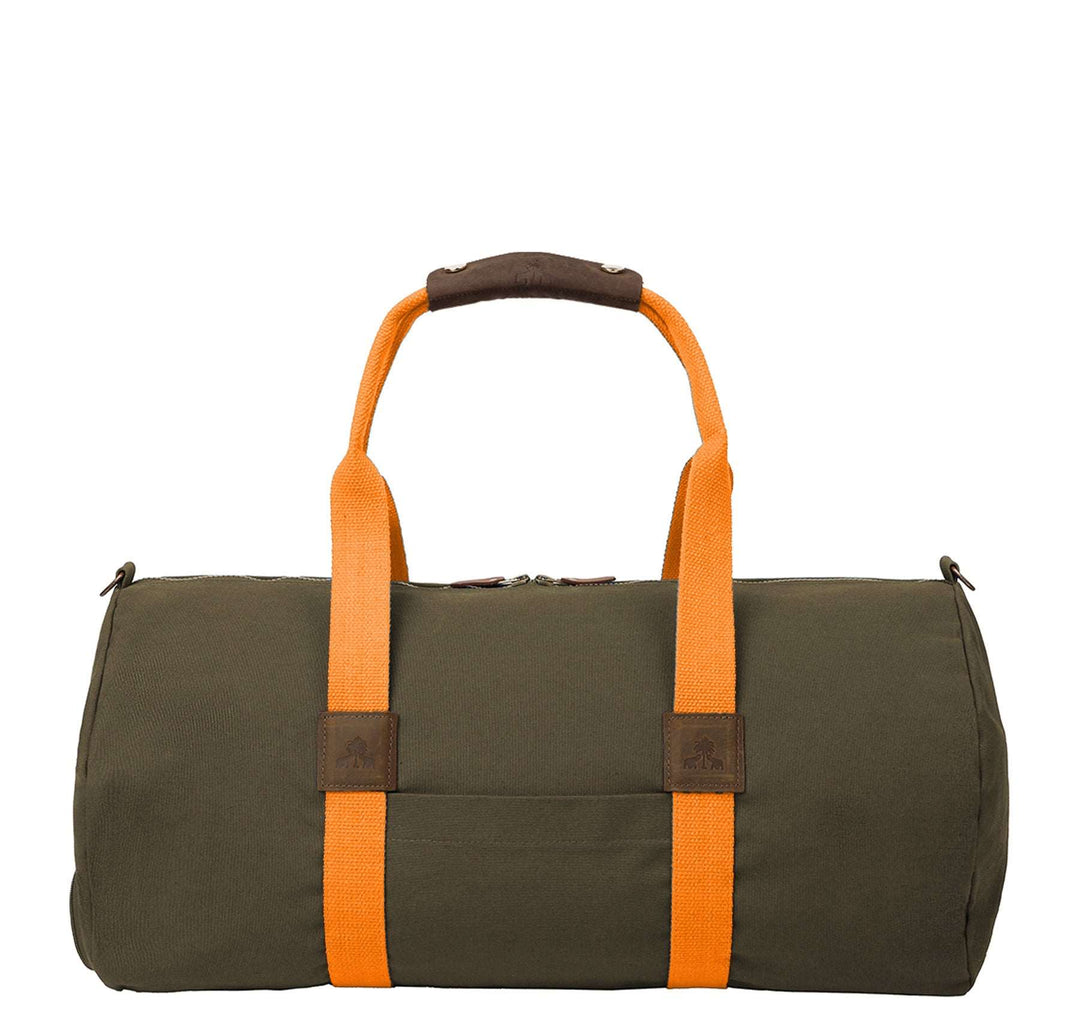 Dufflebag -M- KHAKI mit orangenem Gurtband