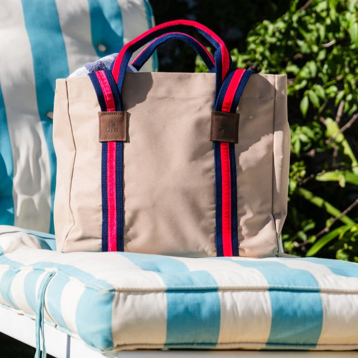 Shopper STRIPES KODURA -S- Beige & Dunkelblau und Pink