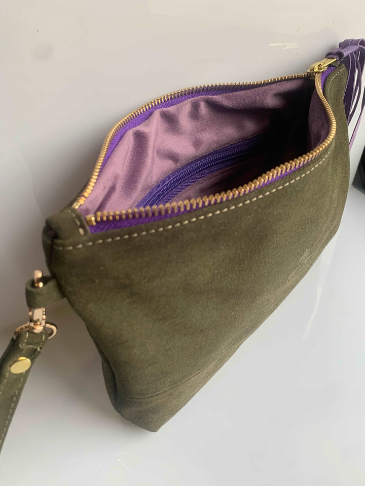 Clutch Bag CLARA -olive & lila-