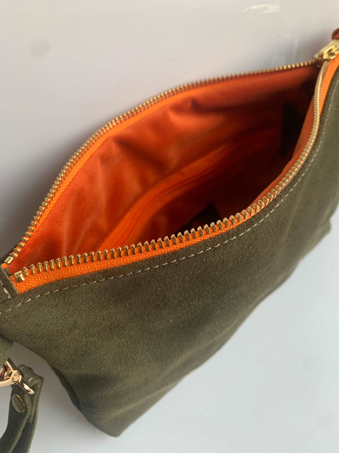 Clutch Bag CLARA -olive & orange-