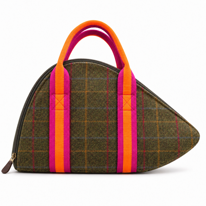 Jagdhorntasche Tweed & Pink & Neonorange