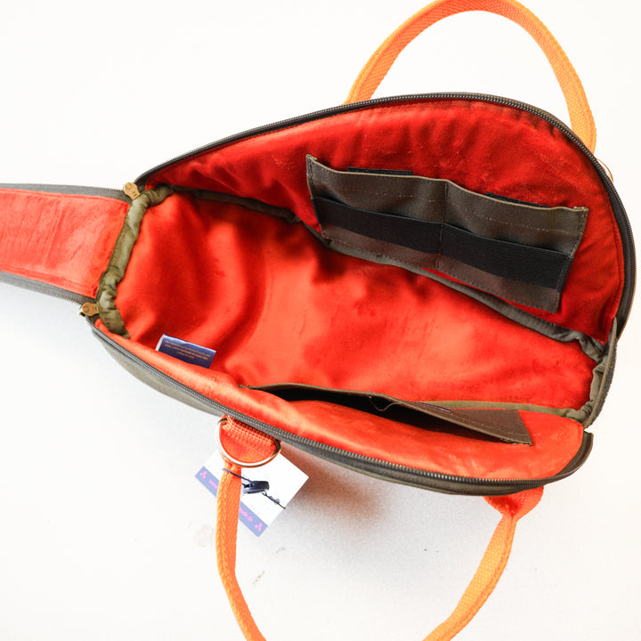 Jagdhorntasche Khaki & Orange