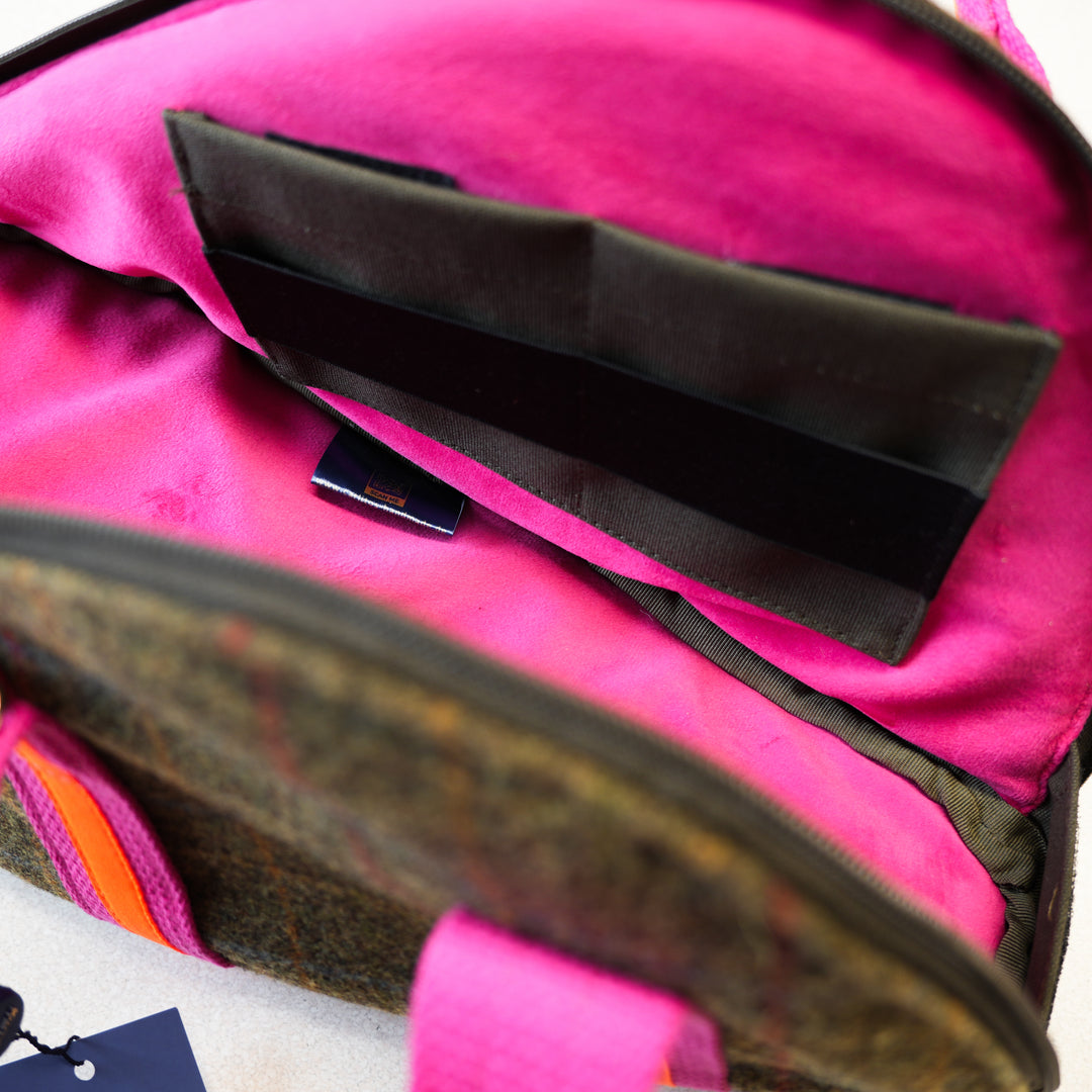 Jagdhorntasche Tweed & Pink & Neonorange