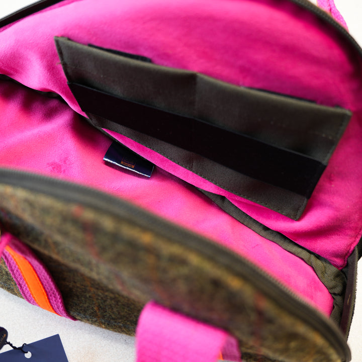 Jagdhorntasche Tweed & Pink & Neonorange