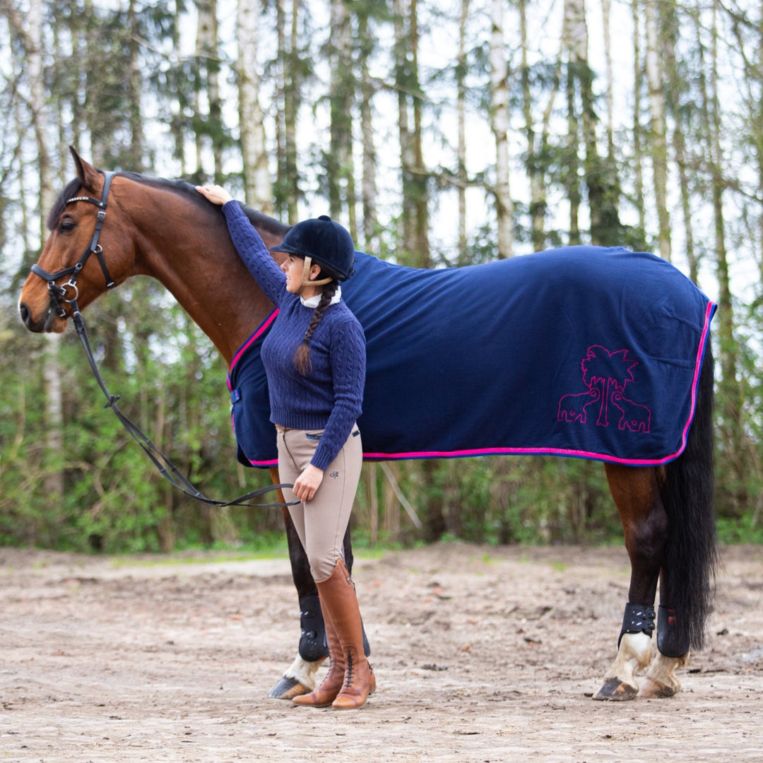 CARLITOS CLASSICS  Abschwitzdecke Navy & Pink Samtband