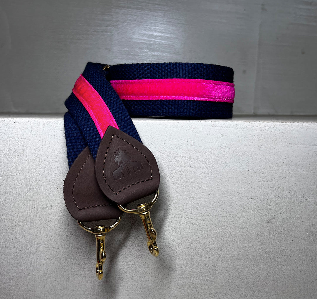 Schulterriemen Navy & Pink Samt