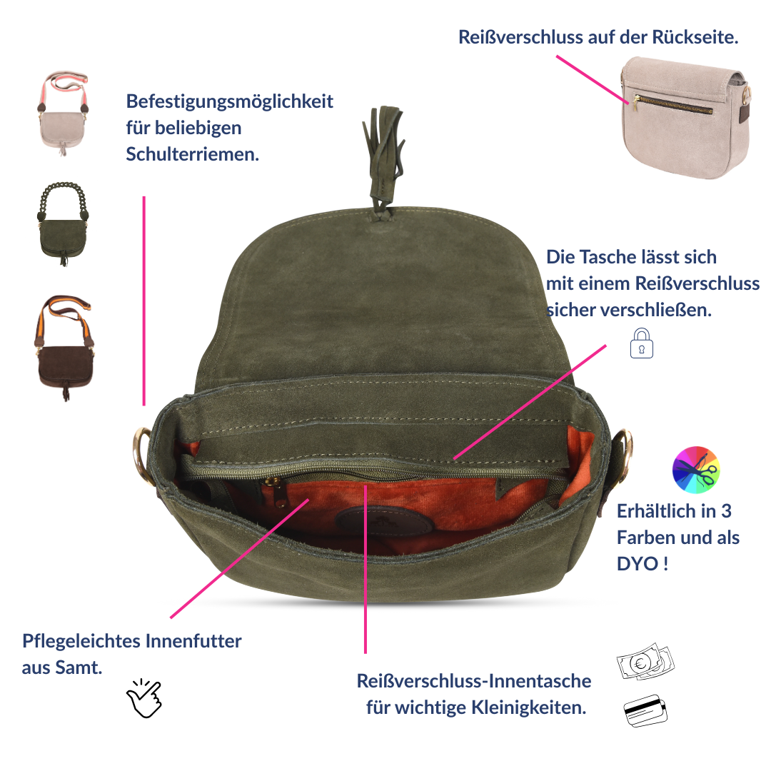 Torba z frędzlami -oliwkowy-