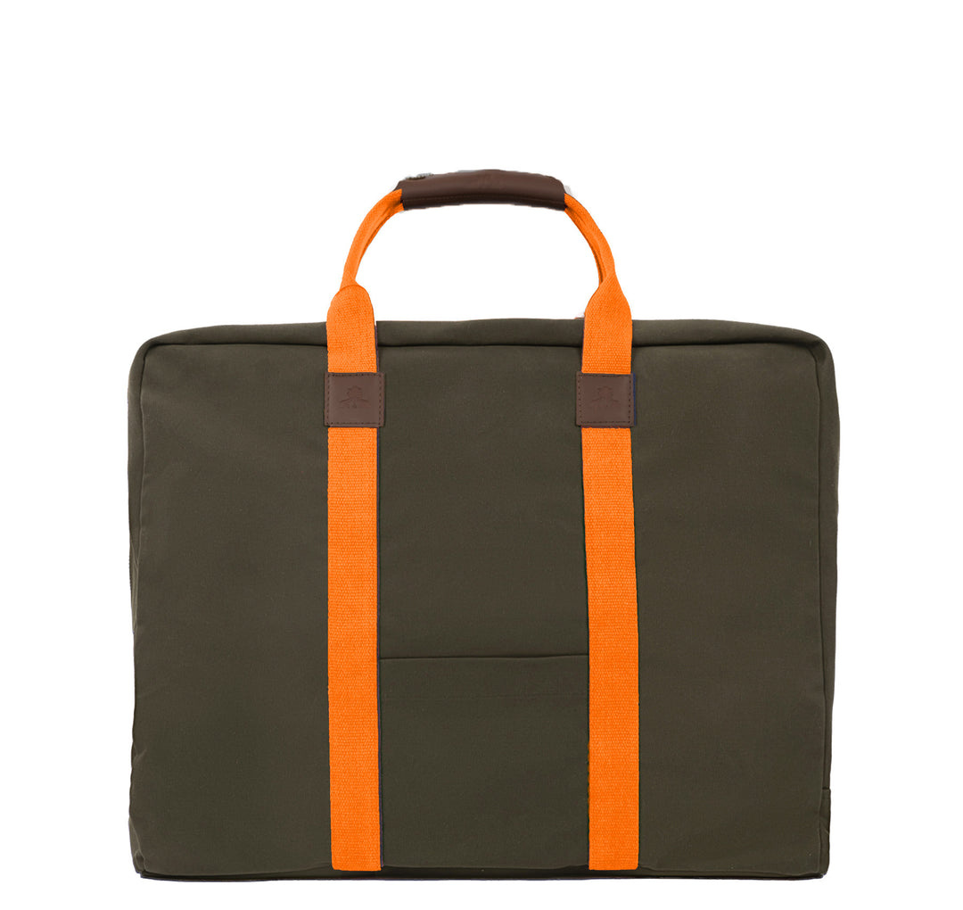 Cargobag CANVAS -Deluxe- KHAKI mit orangem Gurtband