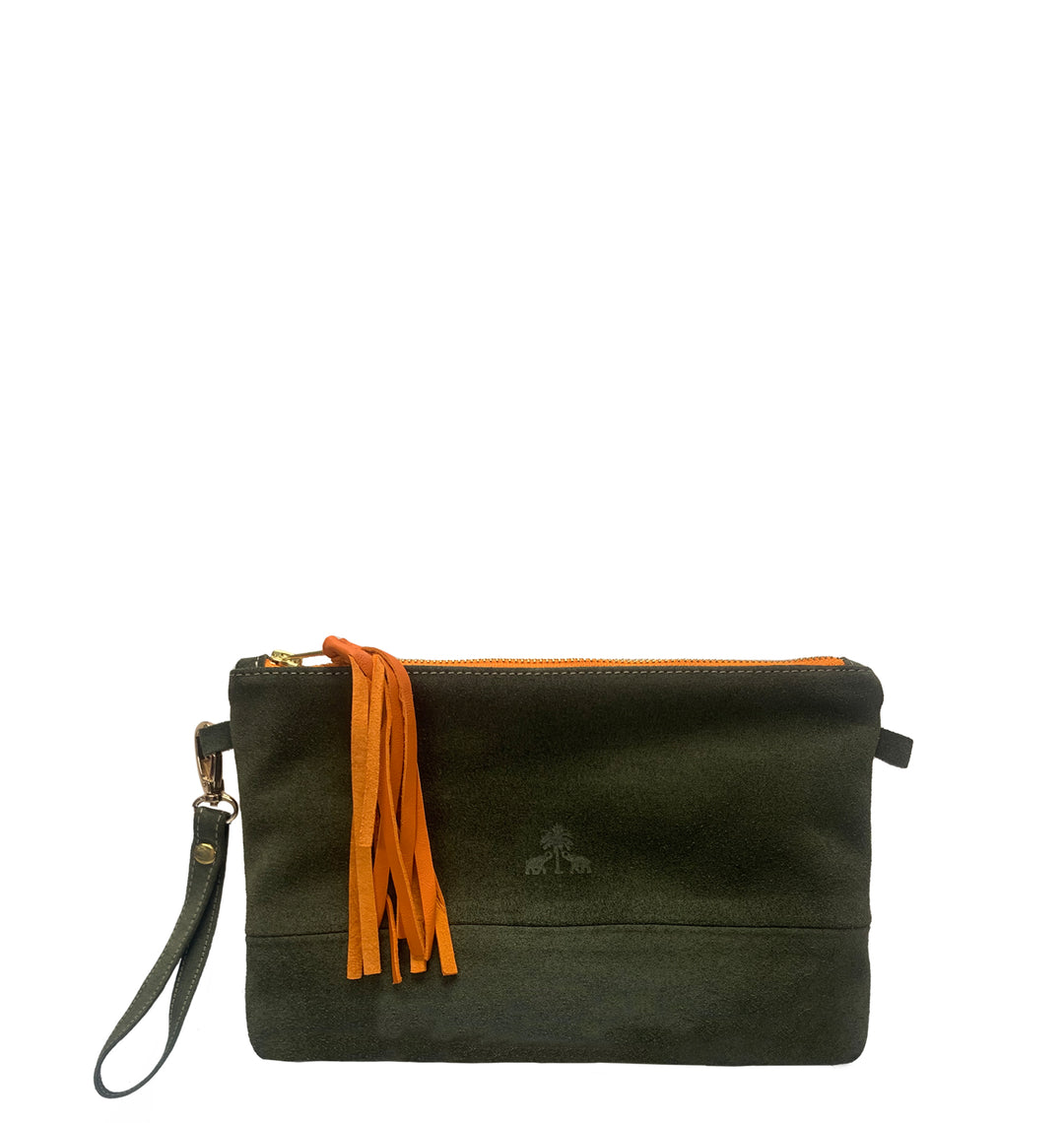 Clutch Bag CLARA -olive & orange-