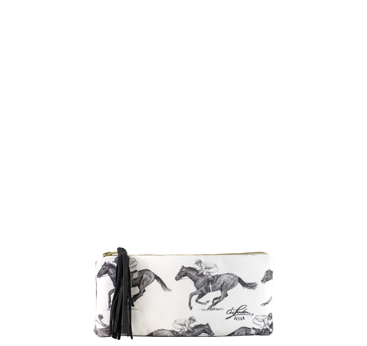 Clutch Bag klein PFERDESTÄRKEN Black& White grauer Samt