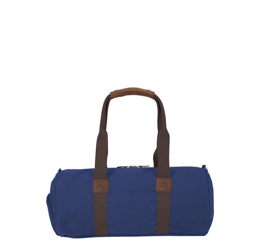 Dufflebag -S- NAVY with brown strap