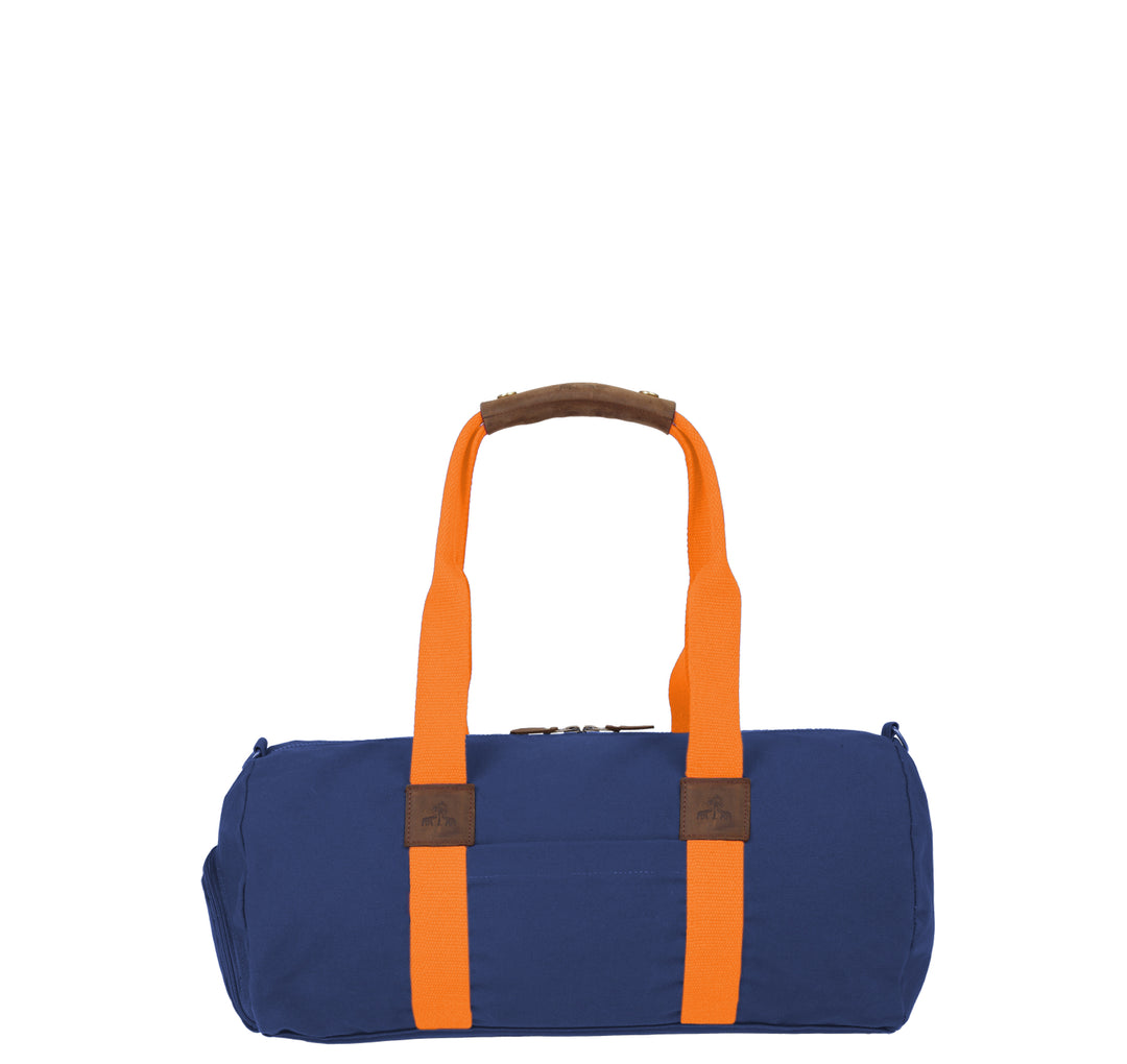 Dufflebag -S- NAVY mit orangenem Gurtband