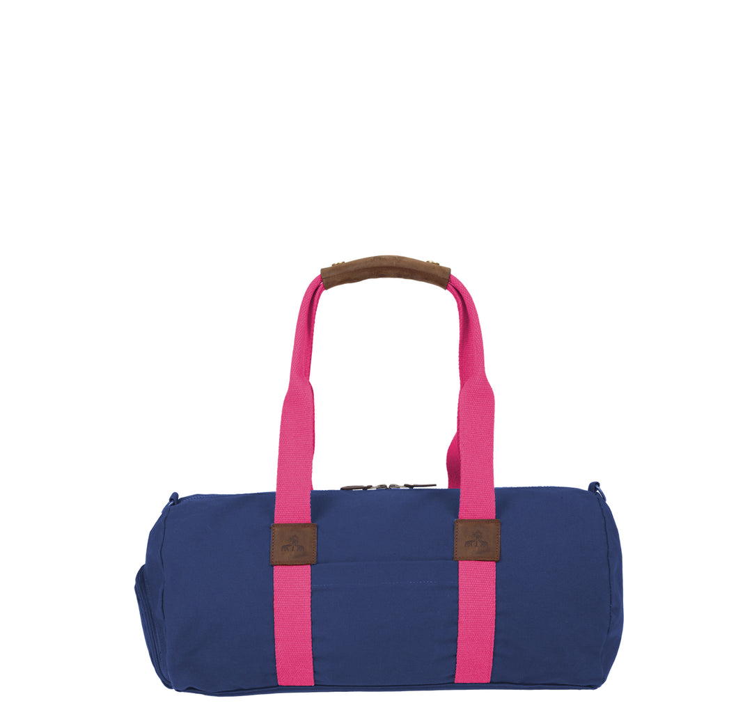 Dufflebag -S- NAVY mit pinkem Gurtband