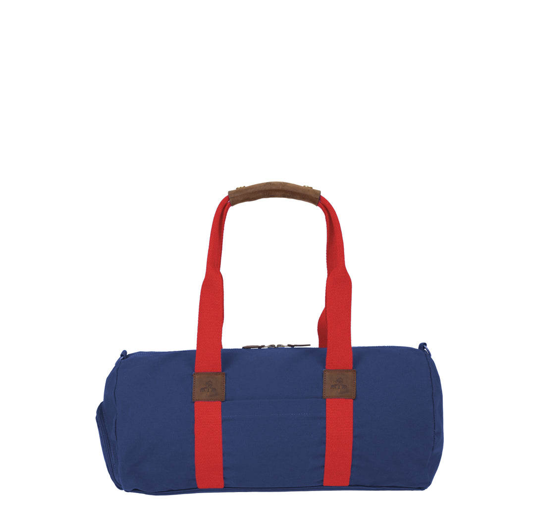 Dufflebag -S- NAVY mit rotem Gurtband