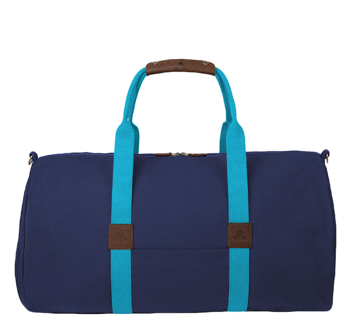 Dufflebag -L- NAVY with turquoise strap