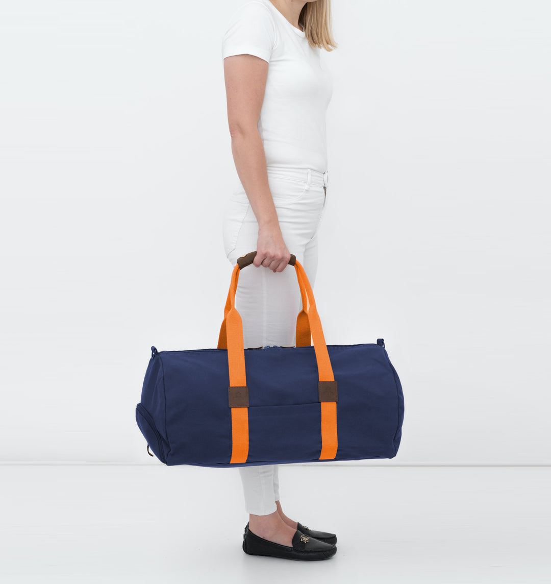Duffle bag NAVY -M- with orange strap