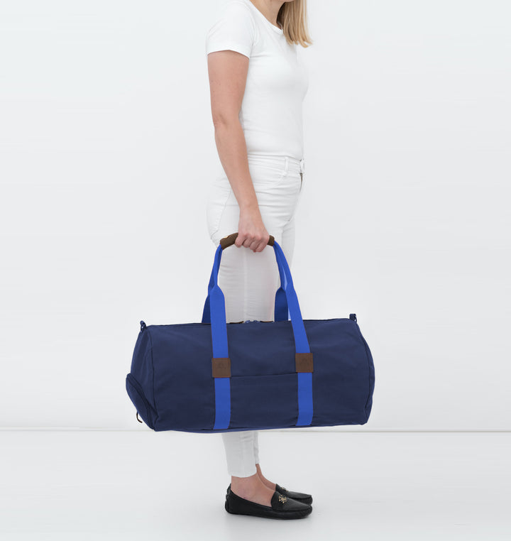 Dufflebag -M- NAVY with blue strap