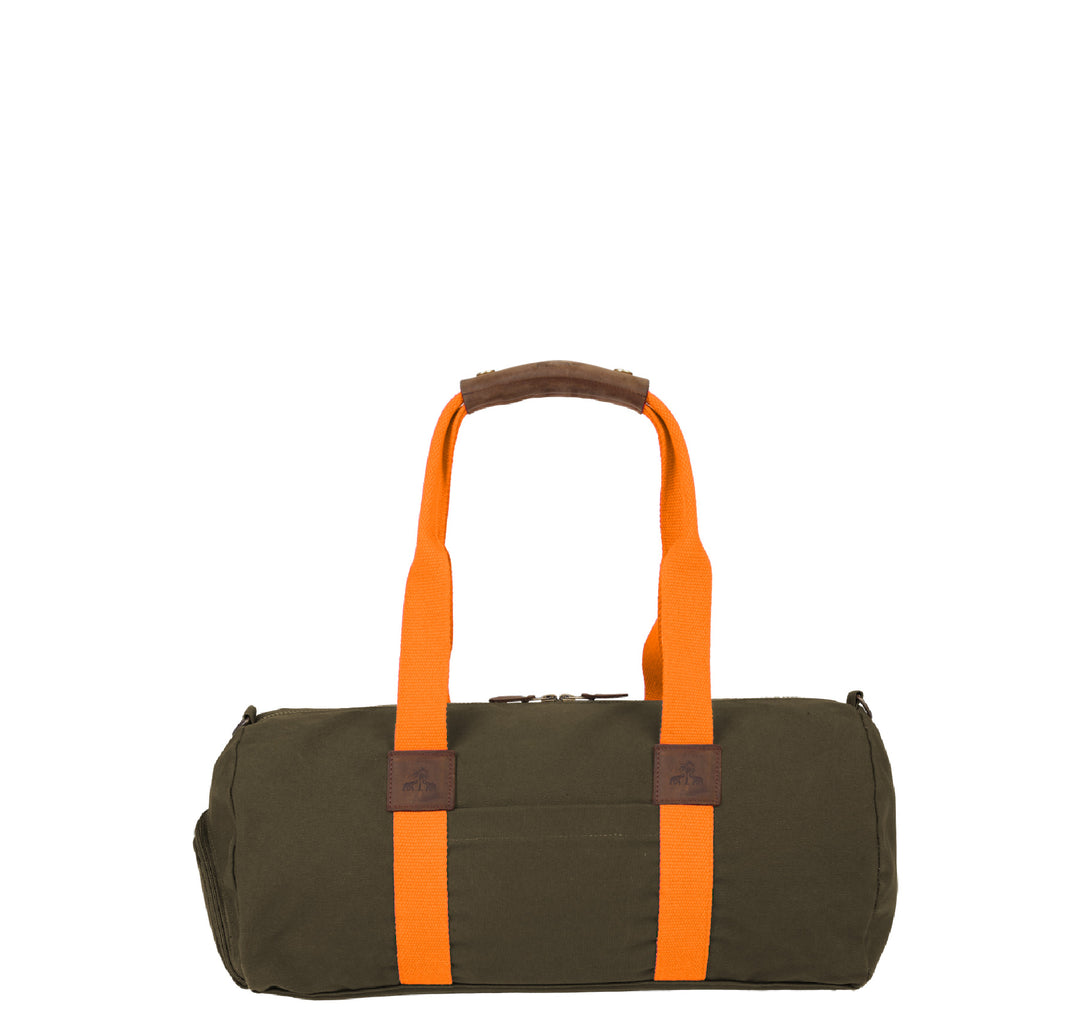 Dufflebag -S- KHAKI with orange strap