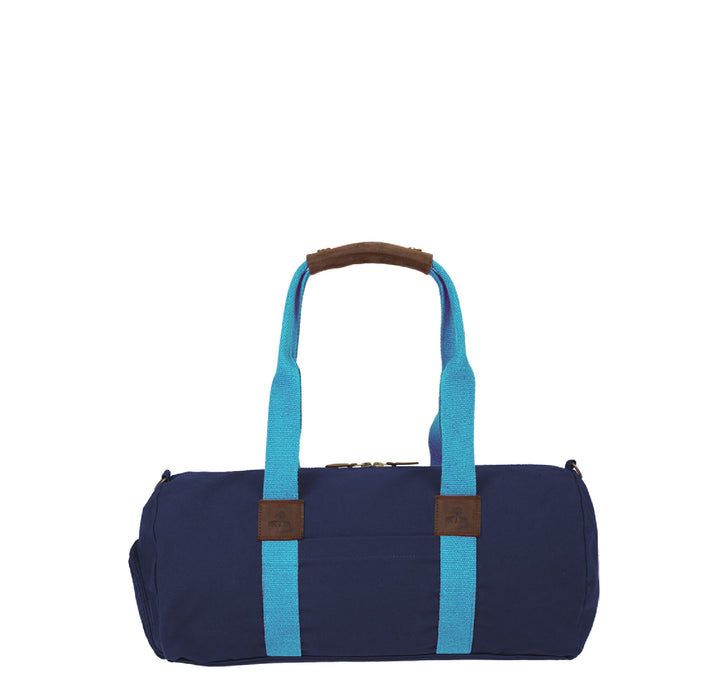 Dufflebag -S- NAVY mit türkisem Gurtband