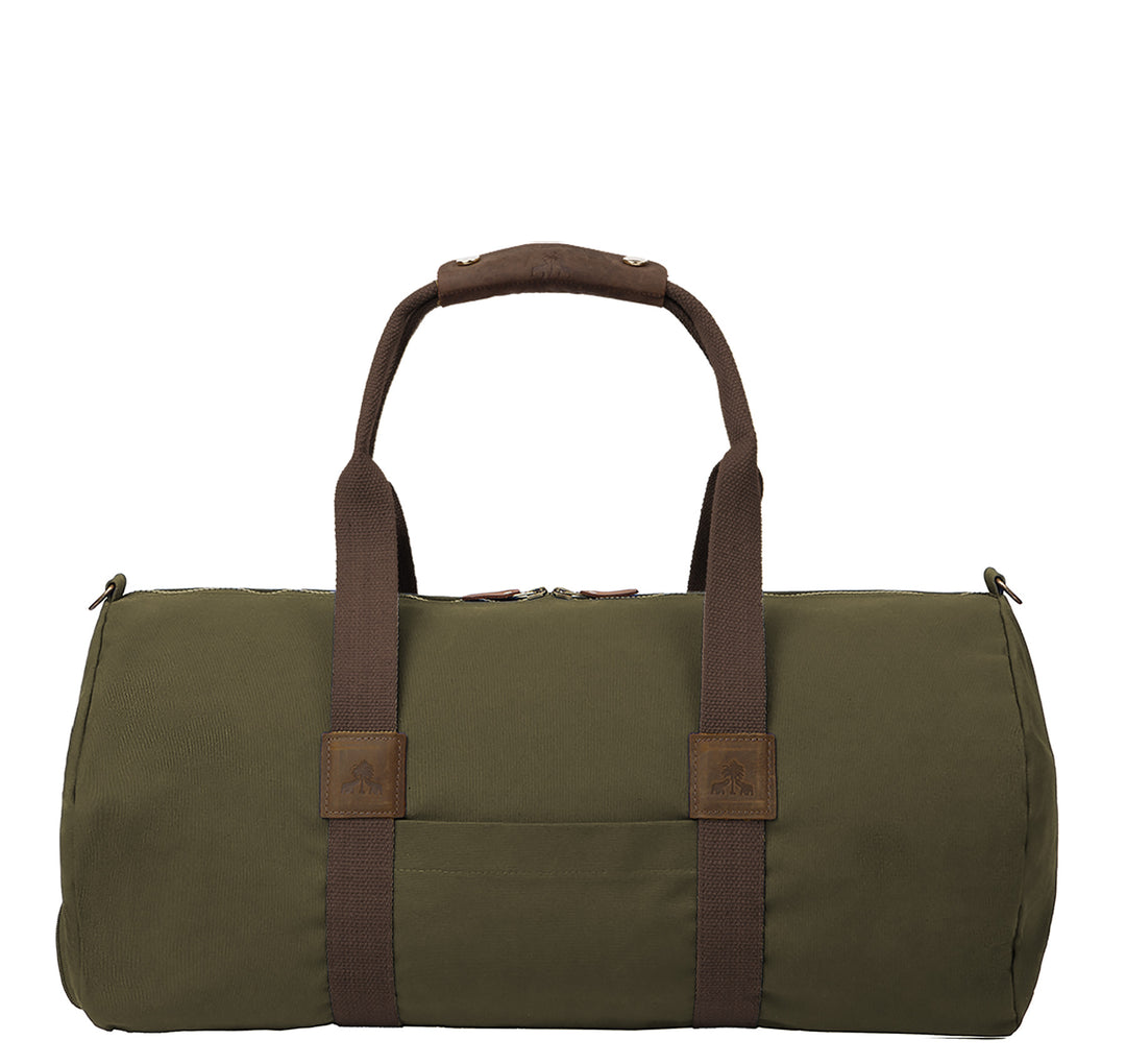 Duffle bag -M- KHAKI with brown strap