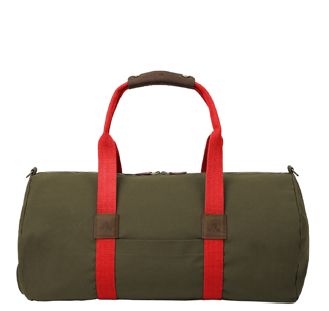 Dufflebag -M- KHAKI mit rotem Gurtband