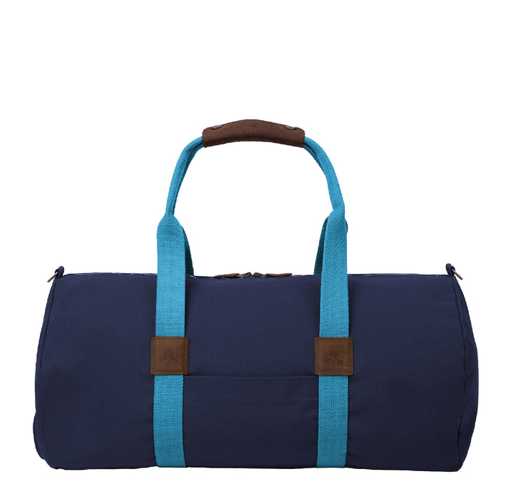 Dufflebag -M- NAVY mit türkisem Gurtband