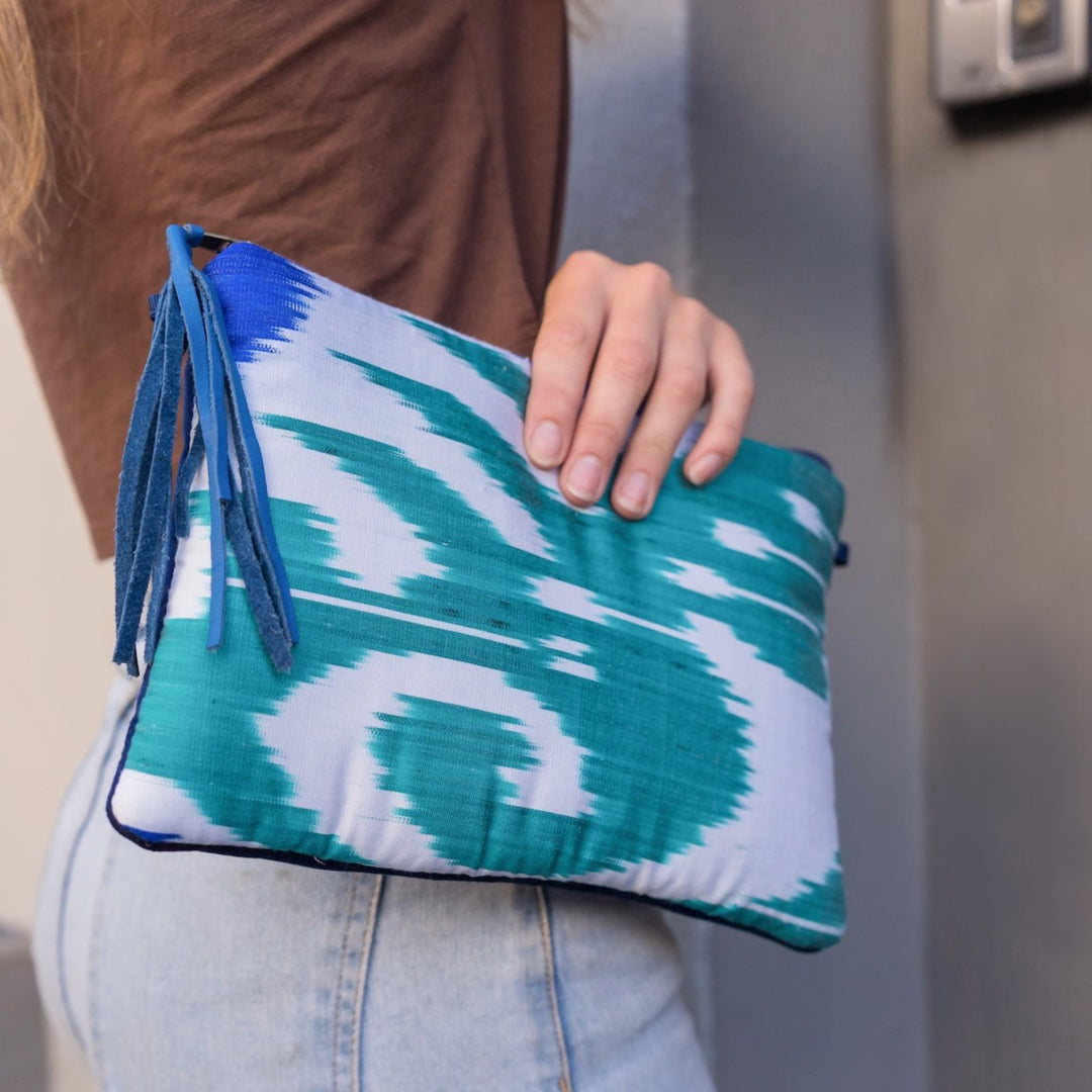 Clutch Bag IKAT Blue