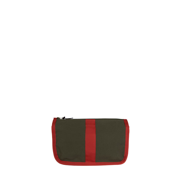 Kulturtasche -M- GREEN mit rotem Ripsband