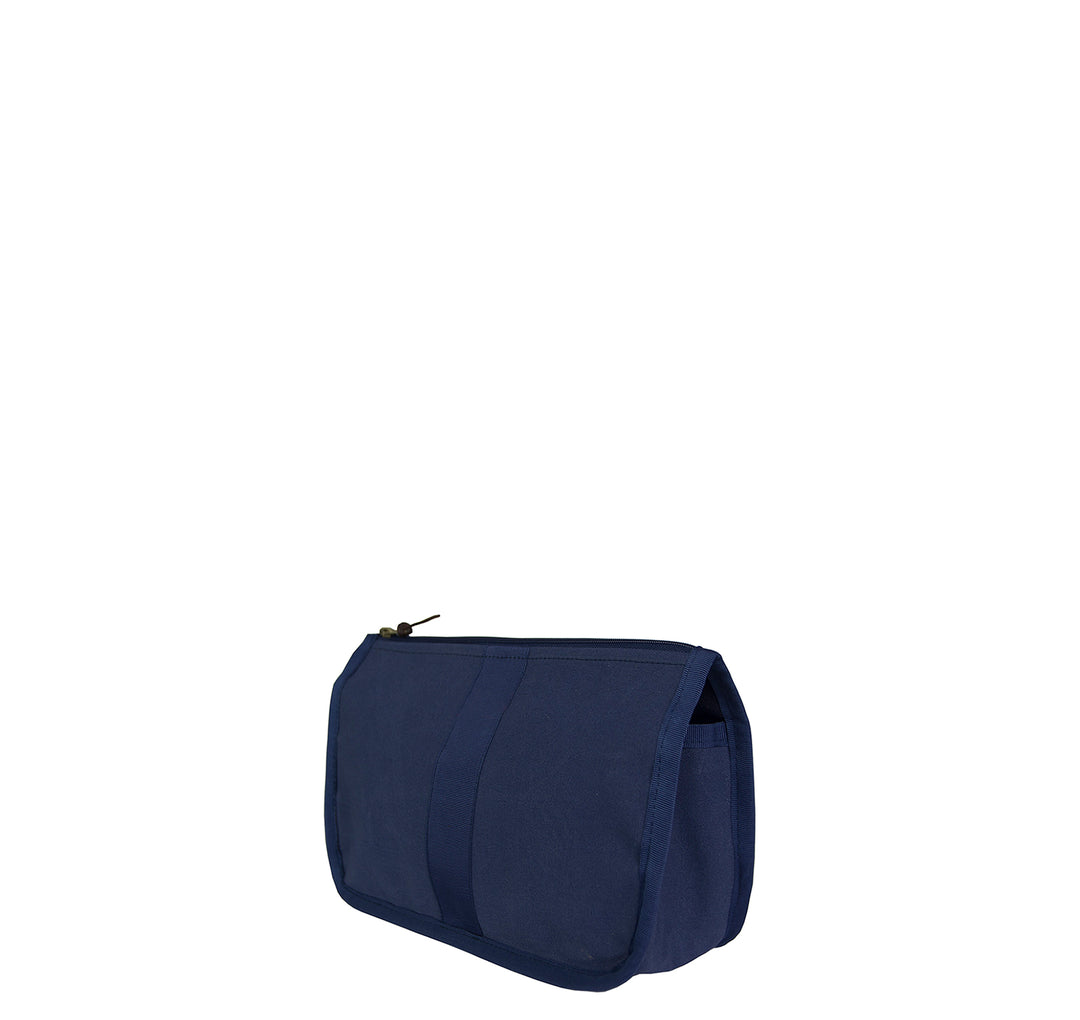 Toiletry bag -M- NAVY with dark blue grosgrain ribbon
